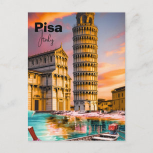 Carte postale de voyage à Pise Italie, Carte posta