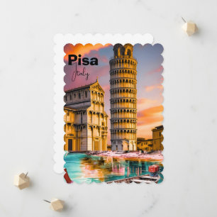 Carte postale de voyage à Pise Italie, Carte posta