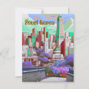 Carte postale de voyage à Séoul en Corée, Skyline