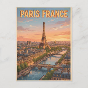 Carte postale de voyage d'anime vintage Paris Fran