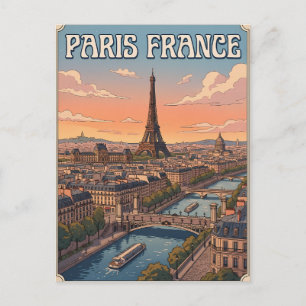 Carte postale de voyage d'anime vintage Paris Fran
