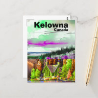 Carte postale de voyage de Kelowna BC, Art de Colo