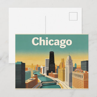 Carte postale de voyage de la skyline de Chicago v
