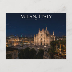 Carte postale de voyage de Milan Italie vue noctur