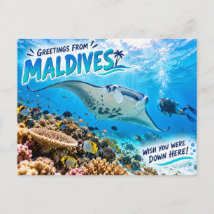 Carte postale de voyage de plongée aux Maldives
