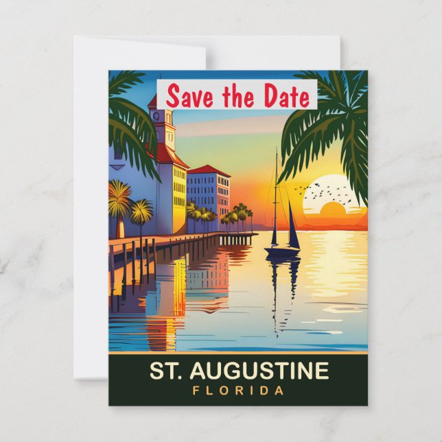Carte postale de voyage de St. Augustine, Floride, (Devant)