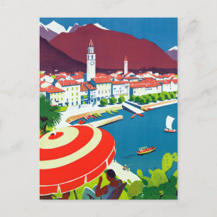Carte postale de voyage vintage Ascona Suisse