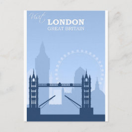 Carte postale de voyage vintage bleue de Londres A