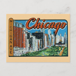 Carte postale de voyage vintage de Chicago