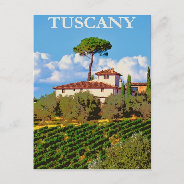 Carte postale de voyage vintage de Toscane, Italie (Devant)