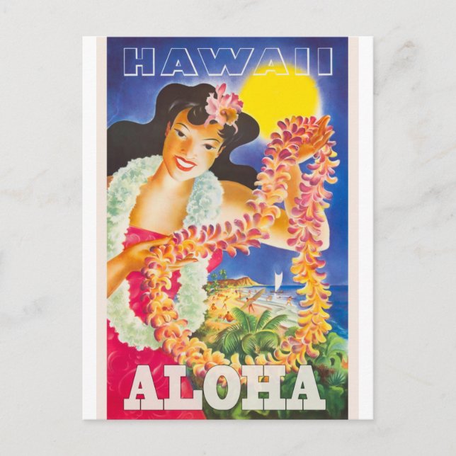 Carte postale de voyage vintage Hawaï, Aloha! (Devant)