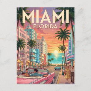 Carte postale de voyage vintage Miami Floride