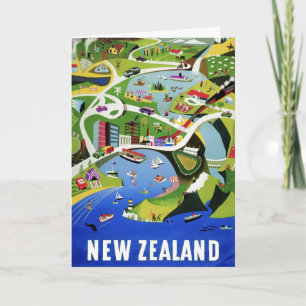 Carte postale de voyage Vintage Nouvelle-Zélande