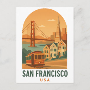 Carte postale de voyage vintage San Francisco Or