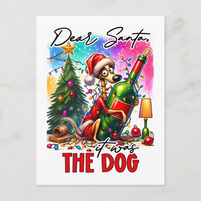Carte Postale Dear Santa It Was the Dog – Funny Christmas Pet (Devant)