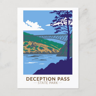 Carte Postale Deception Pass State Park Bridge Washington Retro