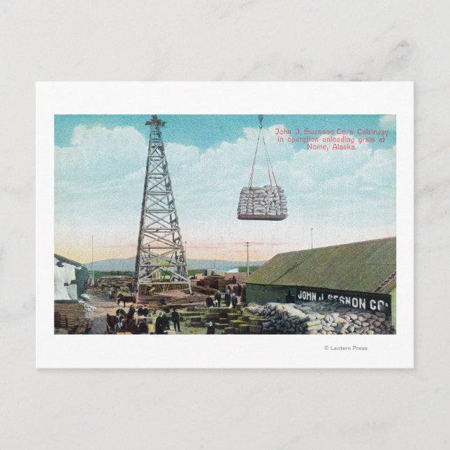 Carte Postale Déchargement du grain sur le téléphérique de Swens (Devant)