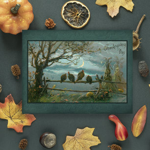 Carte Postale Déchets vintages sur clôture au clair de lune