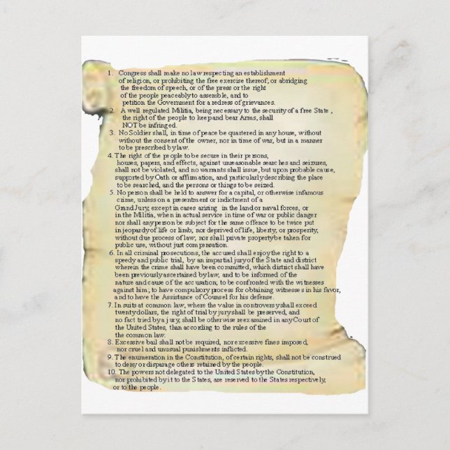 Carte Postale déclaration des droits (Devant)