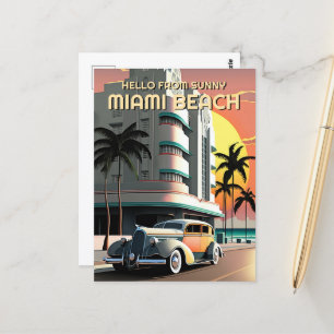 Carte Postale Déco Art déco des années 1930 Miami Beach Ocean Dr