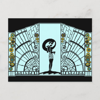 Carte Postale Déco balnéaire en Aqua et Jaune