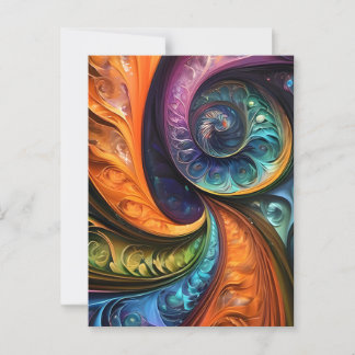 Carte Postale décochettes : design fractales moderne, coloré