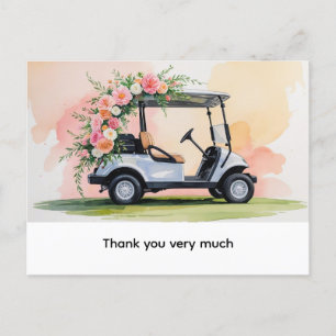 Carte Postale Décor de voiturette de golf pour aquarelle mariage