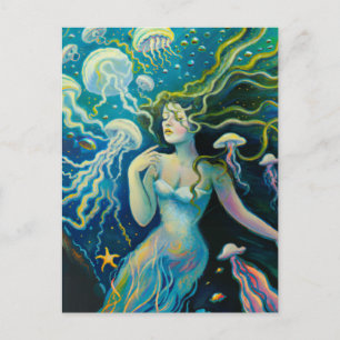 Carte Postale Décor vintage de sirène Mérides Nymphe de mer