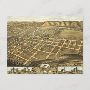 Carte Postale Decorah, comté de Winneshiek, Iowa (1870)