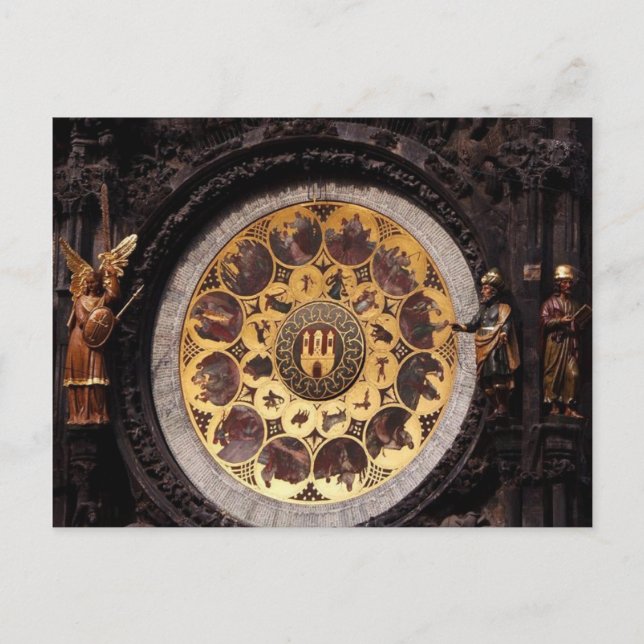 Carte Postale Décoration de l'horloge de Prague (Devant)