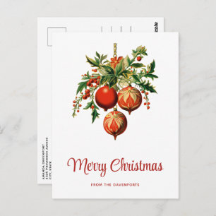 Carte Postale Décorations d'arbre de Noël Cool rétros