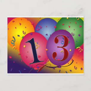Carte Postale Décorations de ballons pour 13e anniversaire