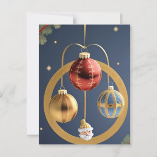 Carte Postale Décorations de Noël dorées