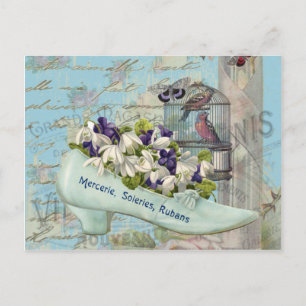 Carte Postale Découpage art parisien - jolies fleurs de chaussur