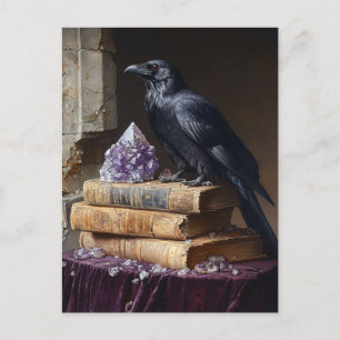 Carte Postale Découpage Corbeau et Améthyste gothique