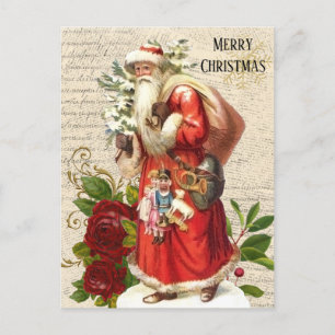 Carte Postale Découpage d'antiquité vintage du Père Noël victori