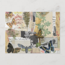 Découpage Vintage Ephémère papillon floral