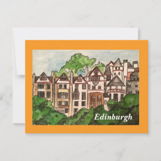Carte postale d'Édimbourg (Maisons à côté du châte