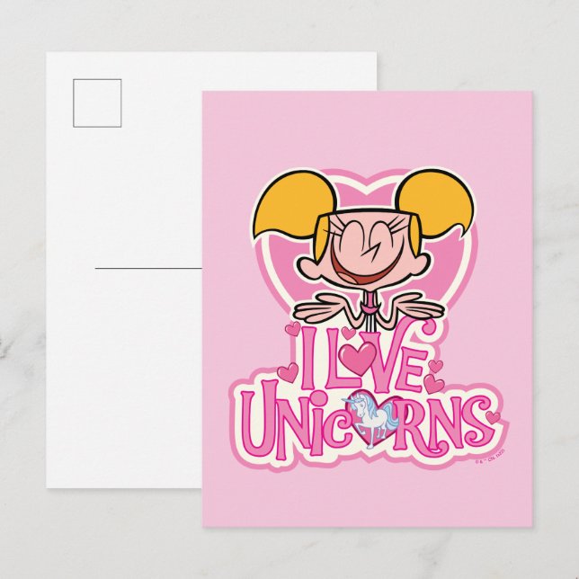 Carte Postale Dee Dee - I Love Unicorns (Devant / Derrière)