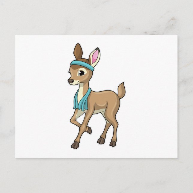 Carte Postale Deer at Fitness with Towel (Devant)