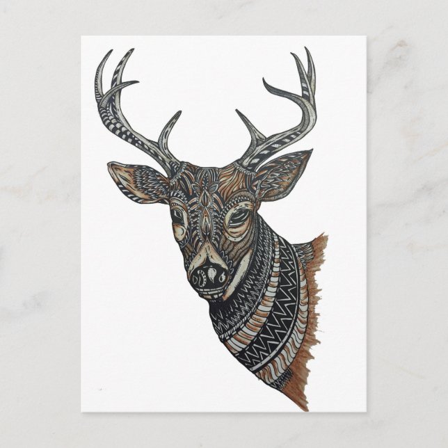 Carte Postale Deer Buck avec Intricate Design (Devant)