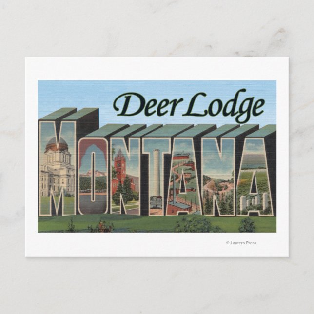 Carte Postale Deer Lodge, Montana - Scènes de grandes lettres (Devant)