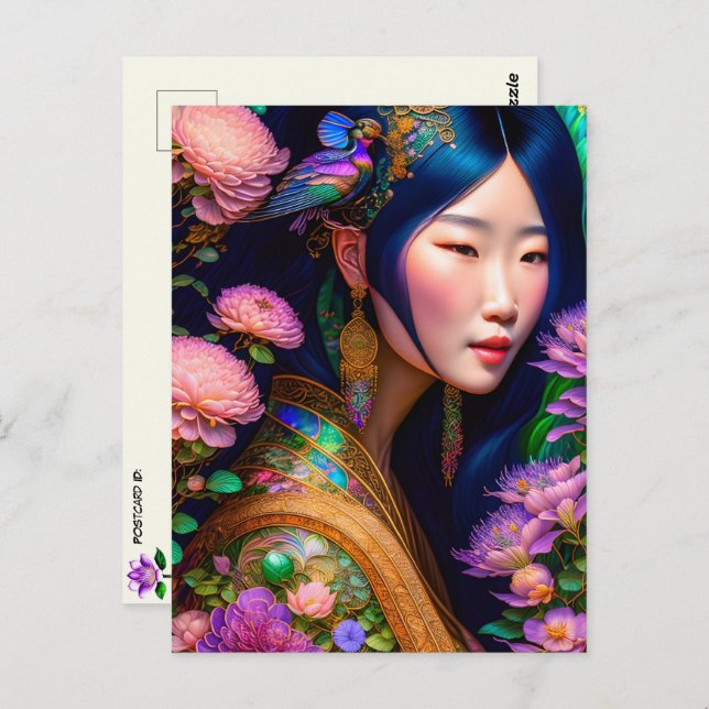 Carte Postale Déesse asiatique, Passage (Devant / Derrière)