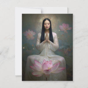 Carte Postale Déesse Éthérée Quan Yin Fleur Haute Fréquence