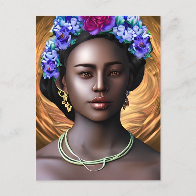 Carte Postale Déesse noire | African-American Woman AI Art (Devant)