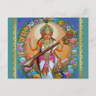Carte Postale Déesse Saraswati Déesse hindoue