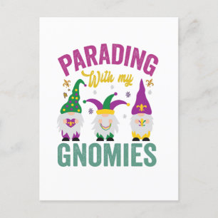 Carte Postale Défilant avec mes Gnomies Drôles de Gnomes de Mard