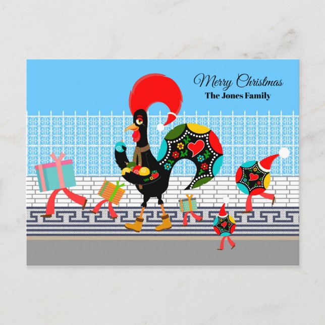 Carte Postale Défilé portugais de cadeaux de coq et de Baubles (Devant)
