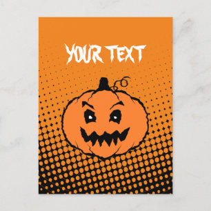 Carte Postale Dégradations du Citrouille d'horreur d'Halloween