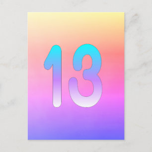 Carte Postale Dégradé Rose Bleu Violet 13ème Anniversaire